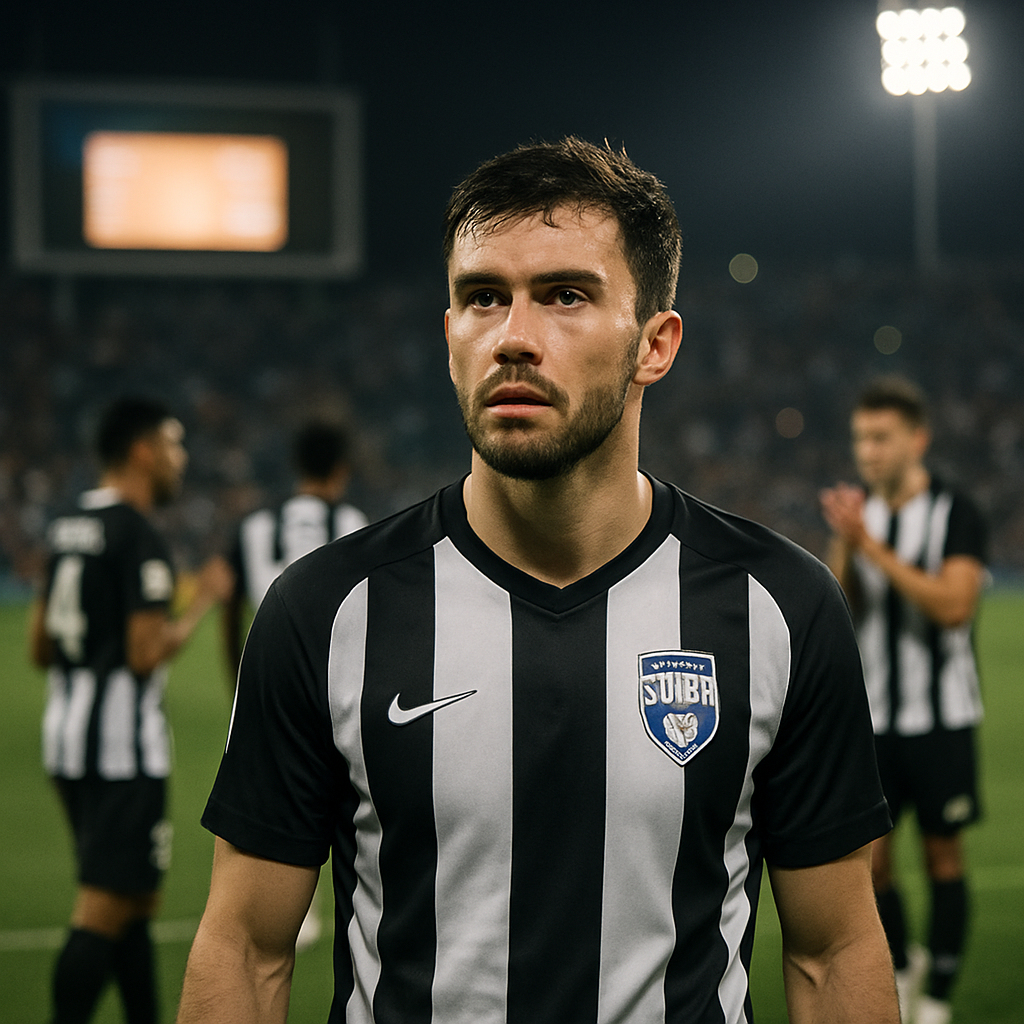 A Sabah FK player stands on the pitch after the final whistle as the